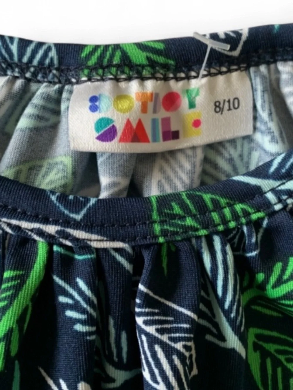 Dot Dot Smile Blue Green Leaf Print Dress Water Play Beach Park Casual Girl 8/10